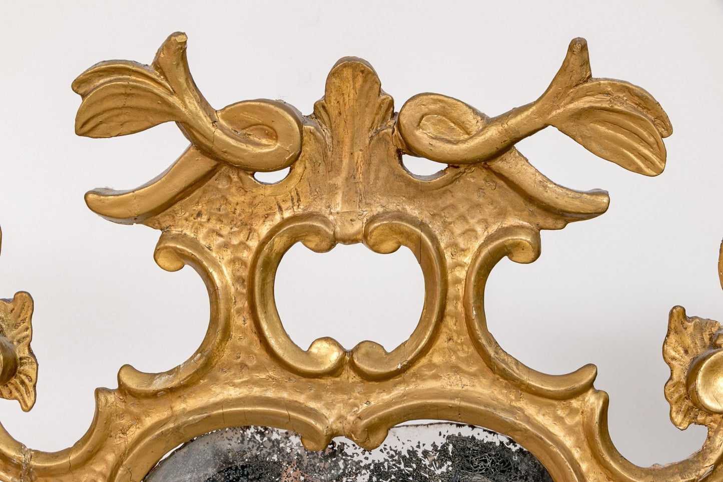 Antique Italian Rococo Style Carved Gilt Mirror With Candle