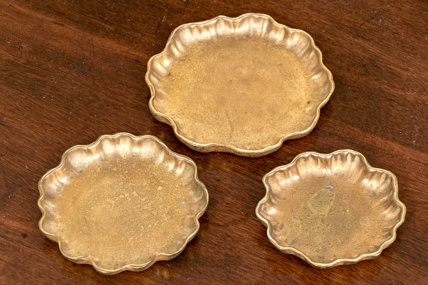 Vintage Tiffany Studios Bronze Collection Of Three Nut Bowls