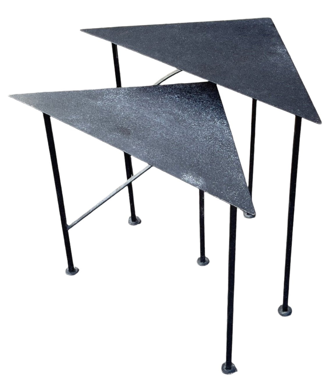 Pair Of Triangular Postmodern Iron Nesting Tables