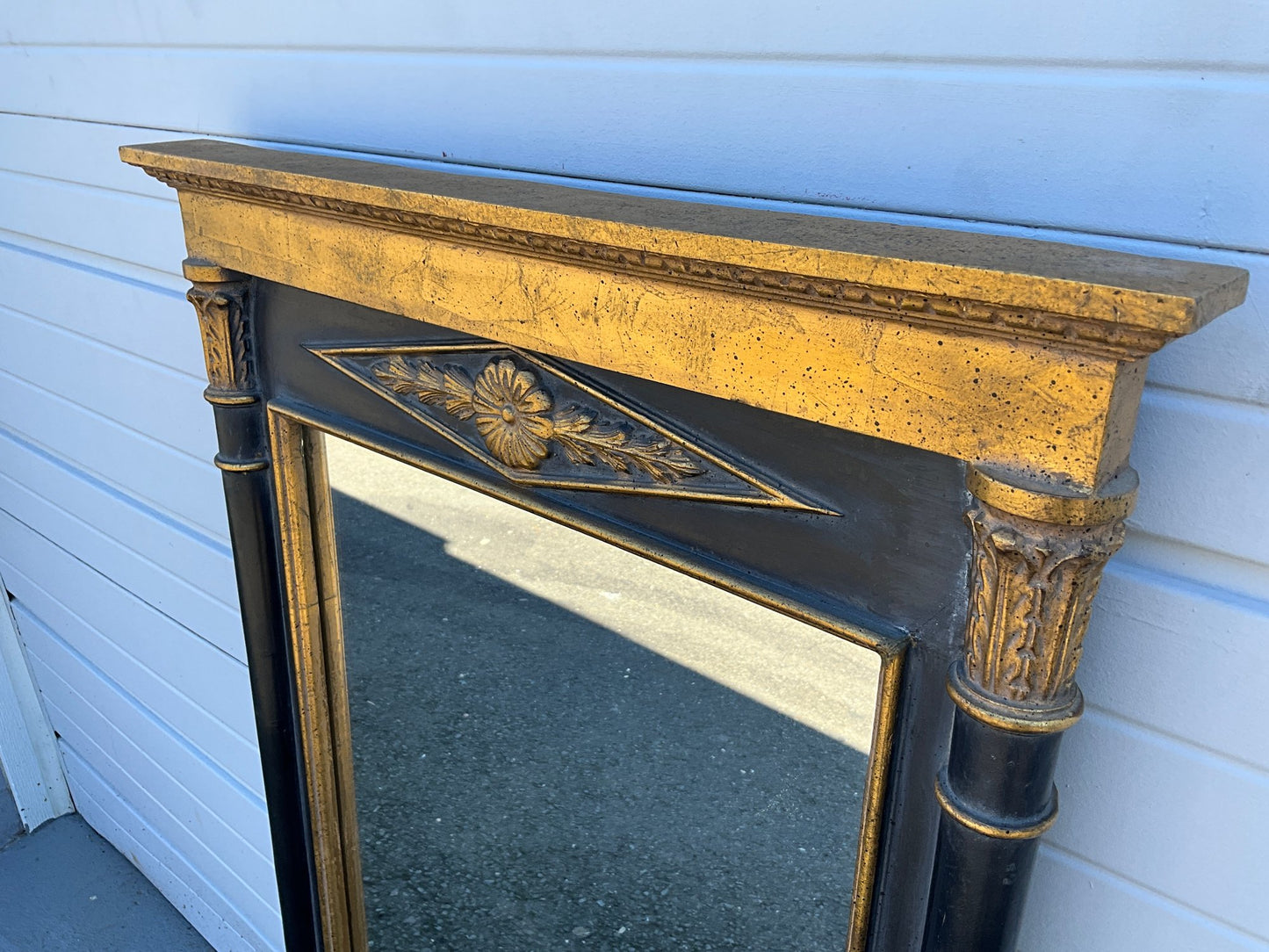 Vintage Black And Gold Trim Mirror