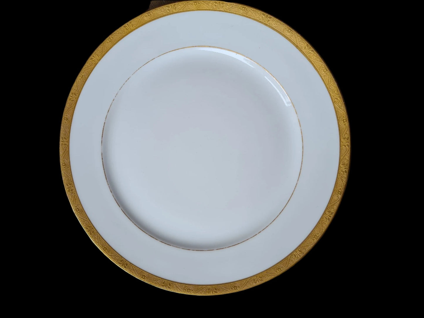 Vintage Gold Trimmed Dinner Plates - Cauldon England for WH Perry NYC, Set of 11