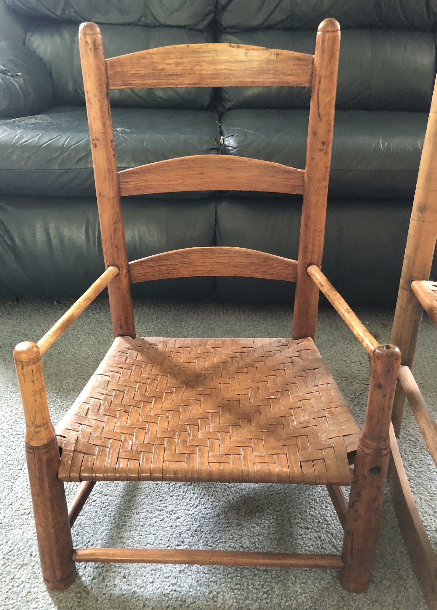 2 Antique Child Chairs w/ Cane Seats- 1 is a rocker