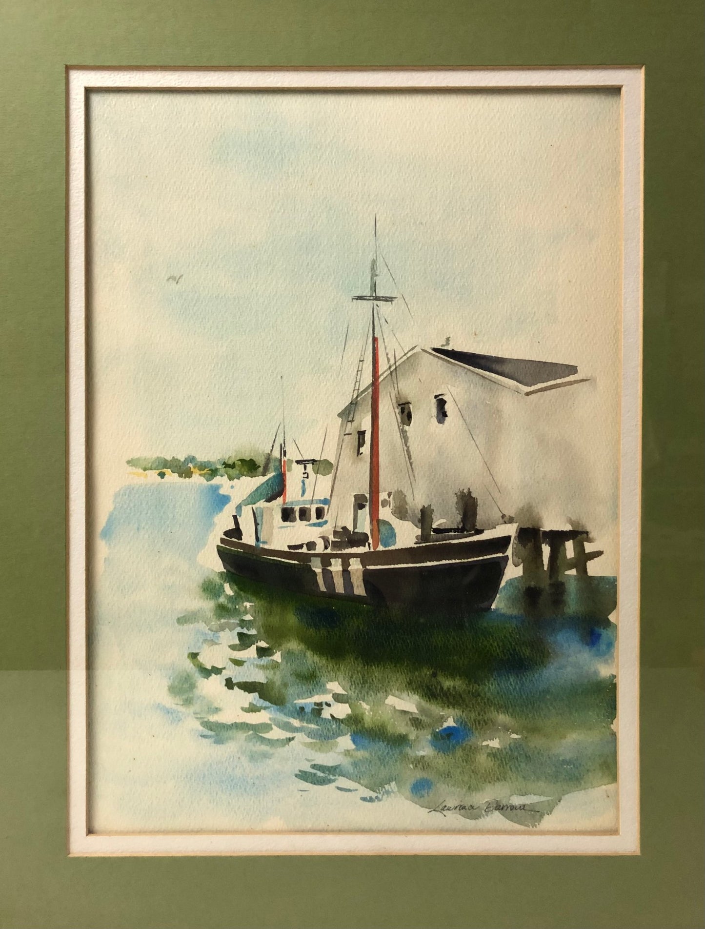 Sailboat Harbor Watercolor Painting, Lawrence H. Darrow, (American 1926-2014) - #2