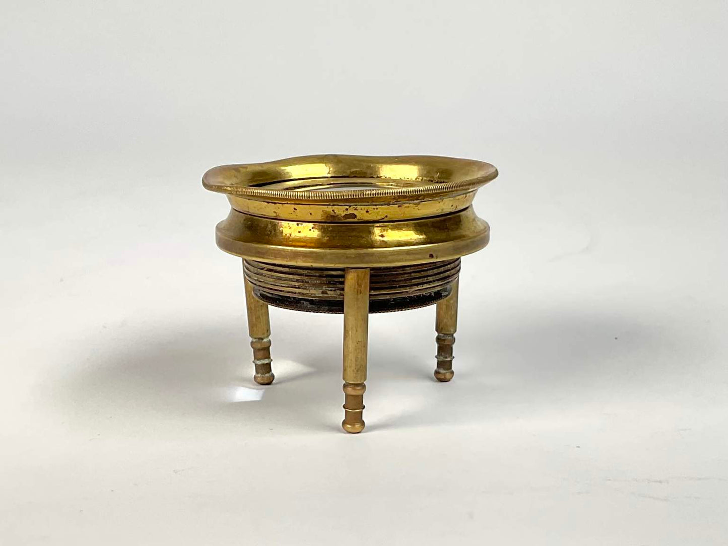 Antique Brass Loupe Magnifying Glass With Brass Tripod