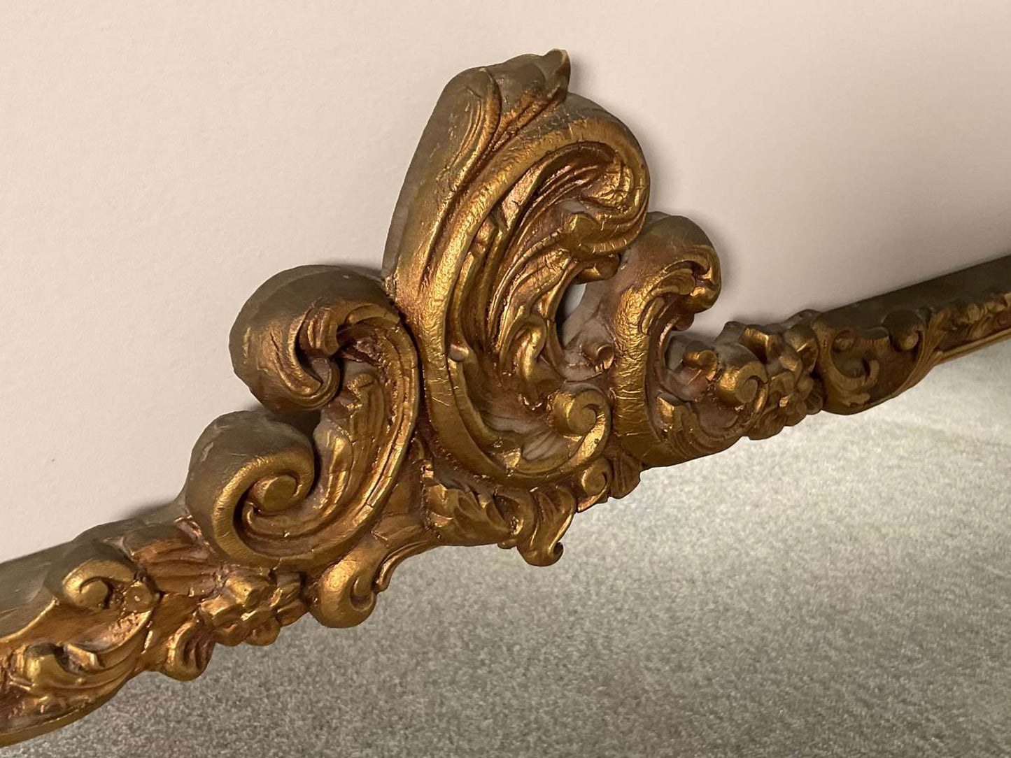 Vintage Carved Antiqued Gold Mirror