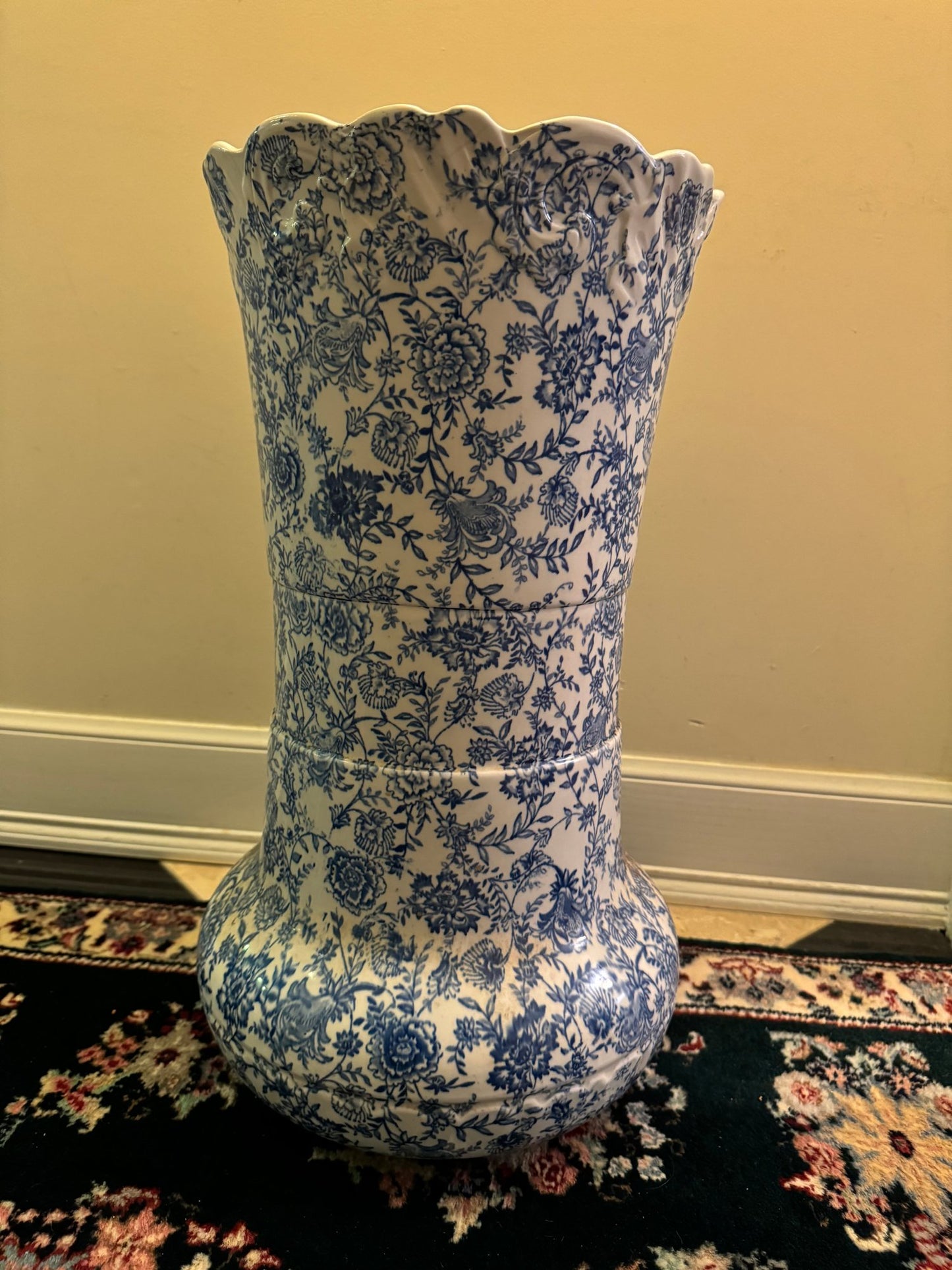 Antique Blue & White Umbrella Stand