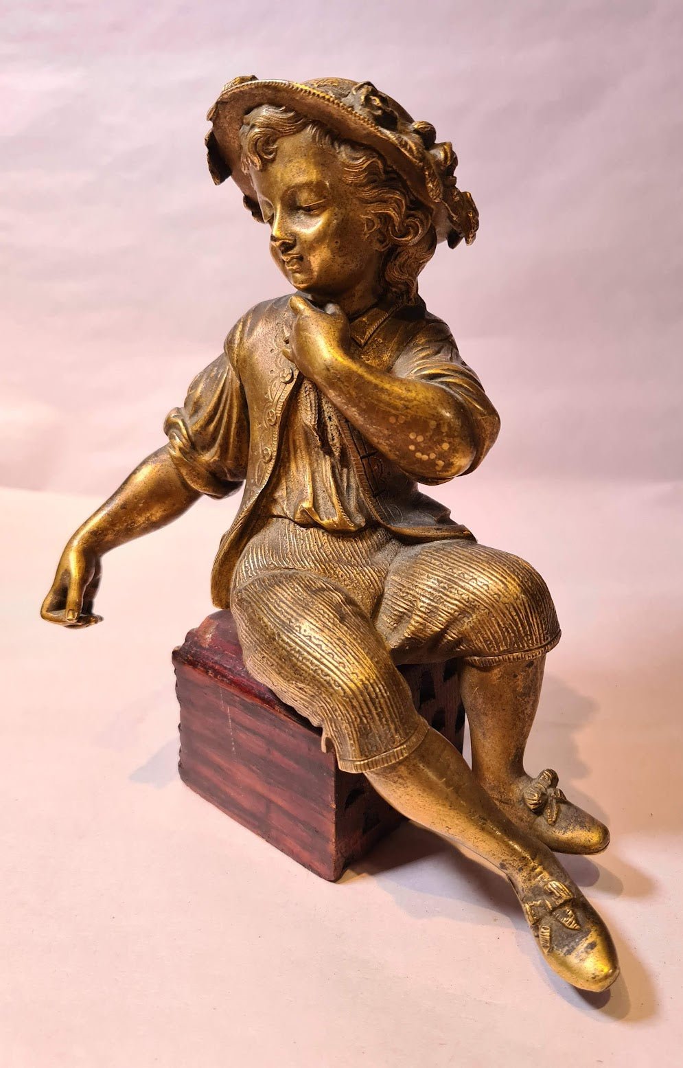 Young Boy Child Cherub Bronze Statue