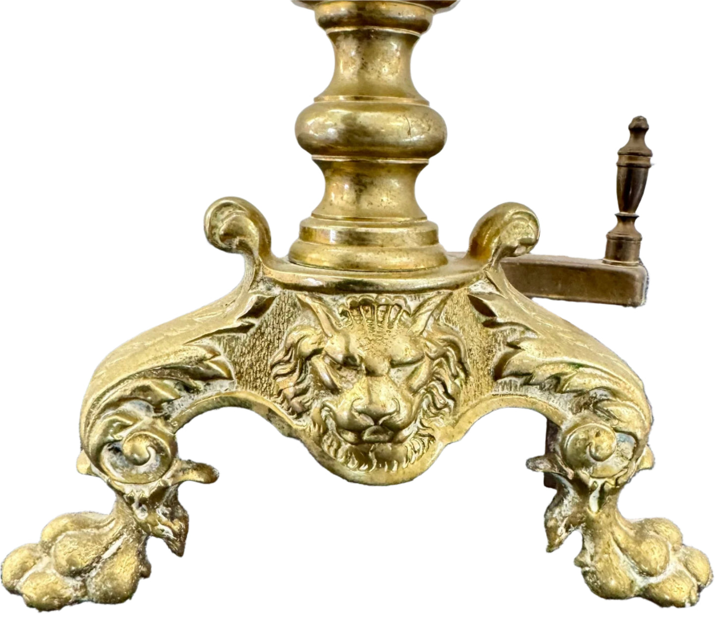 Andirons With Lion Masks and Paw Feet, c. 1900