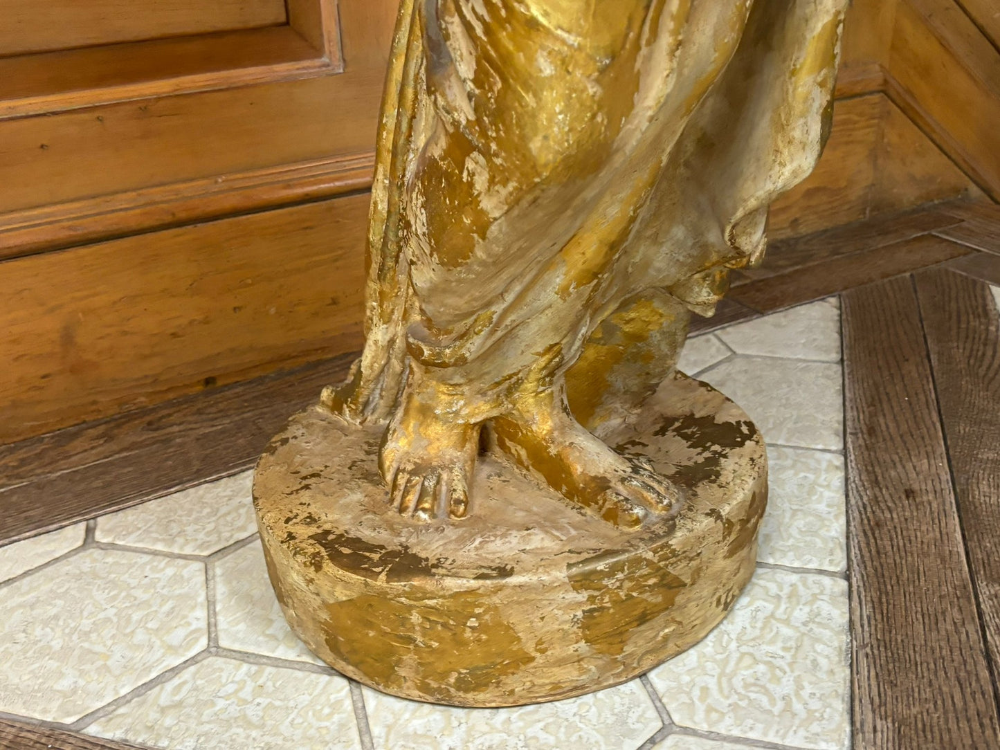 A Large 19th Century Gilt Plaster Female Figural Statue