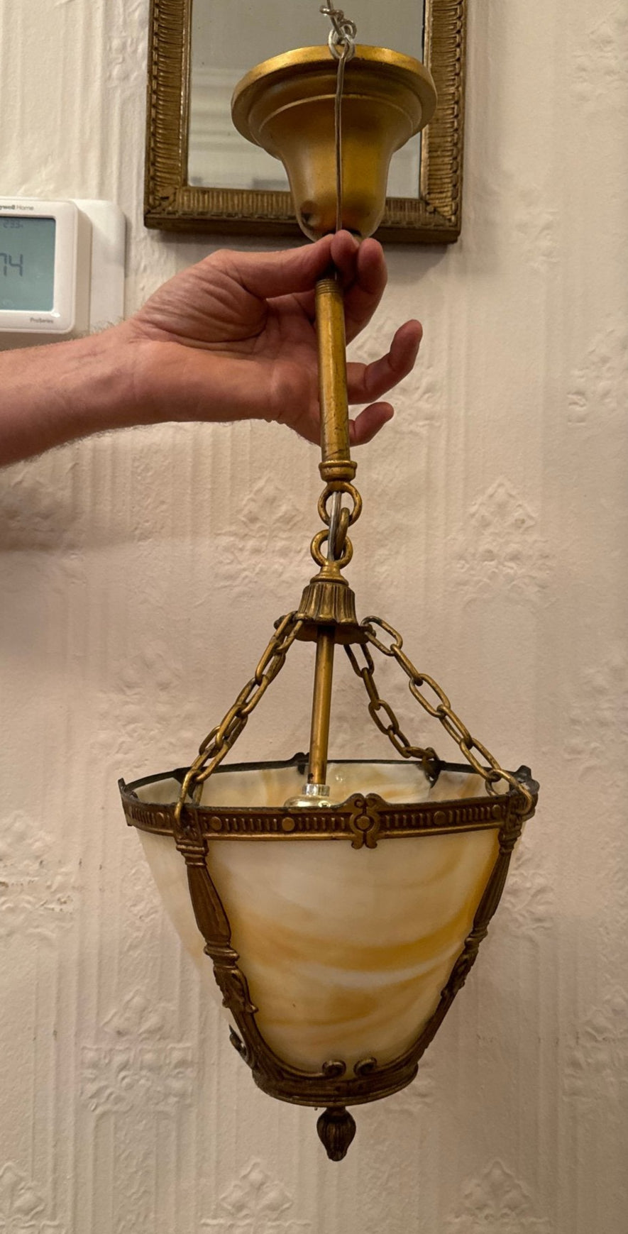 Beautiful Art Deco Slag Glass Pendant Light Fixture