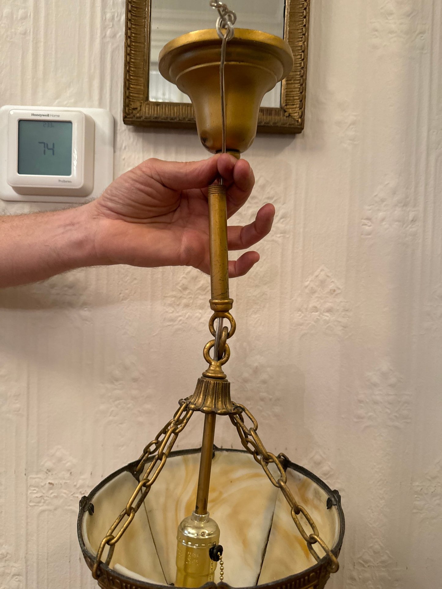 Beautiful Art Deco Slag Glass Pendant Light Fixture
