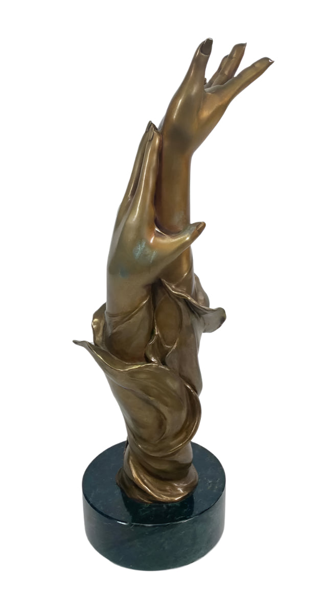 Elegant Bronze Hand Sculpture on Marble Base Signed