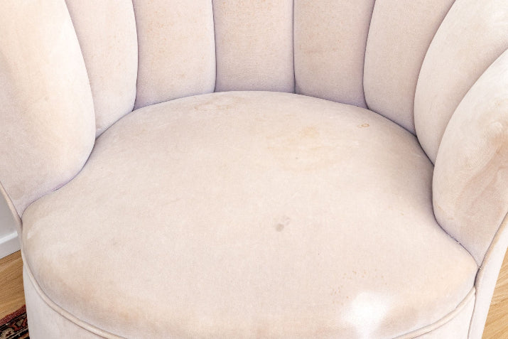 Fabulous Pair of Curved Channel Back Accent Chairs in Glamorous Art Deco flare