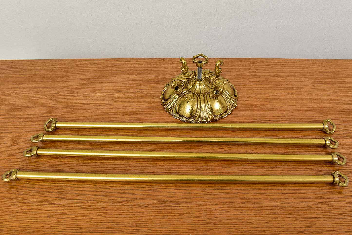 French Empire Style Imported Alabaster And Brass Chandelier With Ornate Rim And Canopy