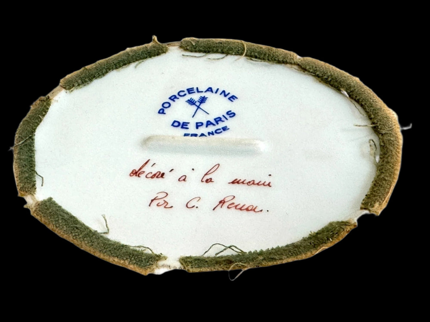 Hand Painted and Signed, French Porcelain De Paris Floral Decorated Shell Dish