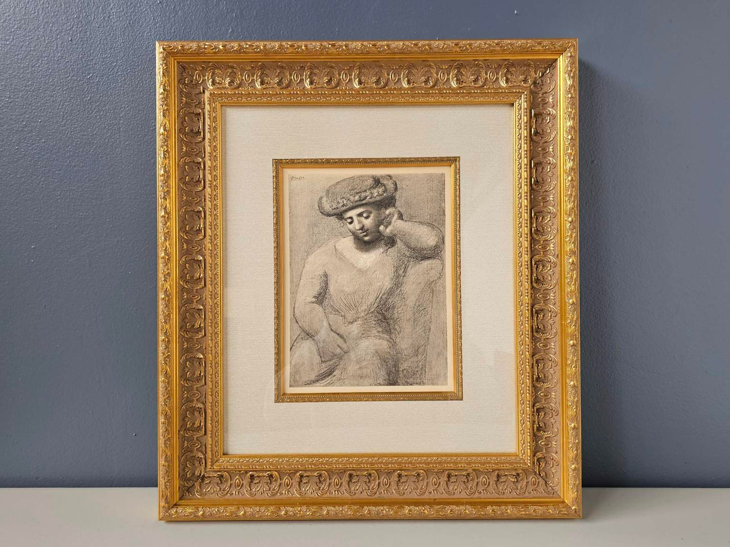 Original 1930 Pablo Picasso (1881-1973) "Femme Au Chapeau" Gallery Framed Lithograph W/COA