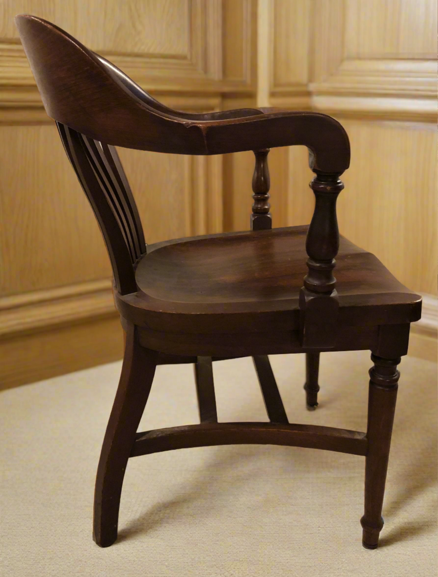 Vintage Solid Oak Marble & Shattuck Desk Chair