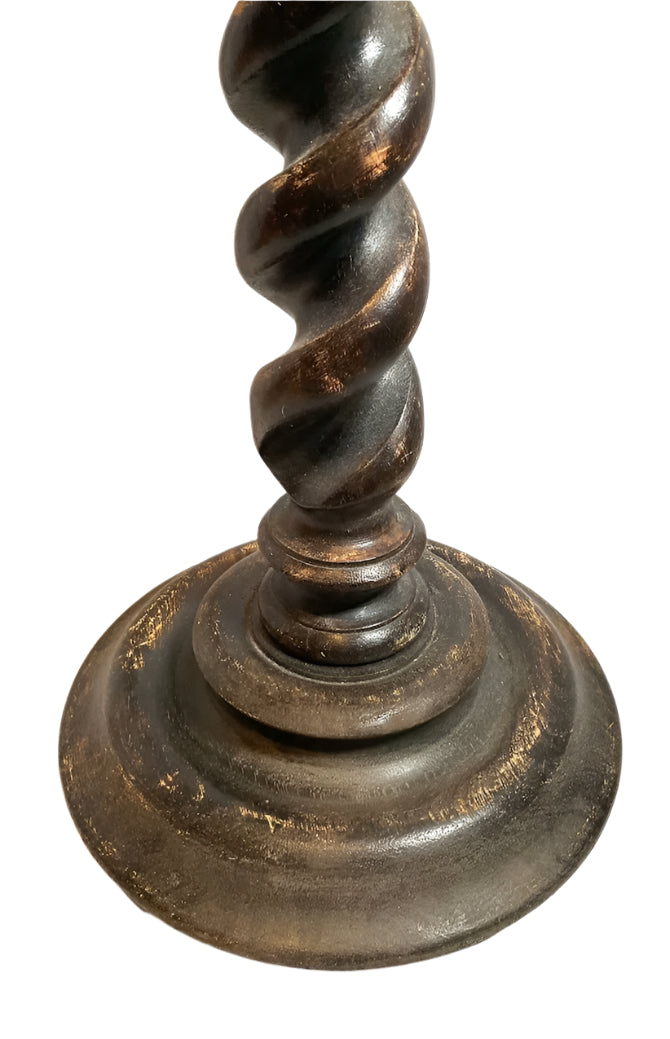 English 19th Century Oak Barley Twist Candlestick