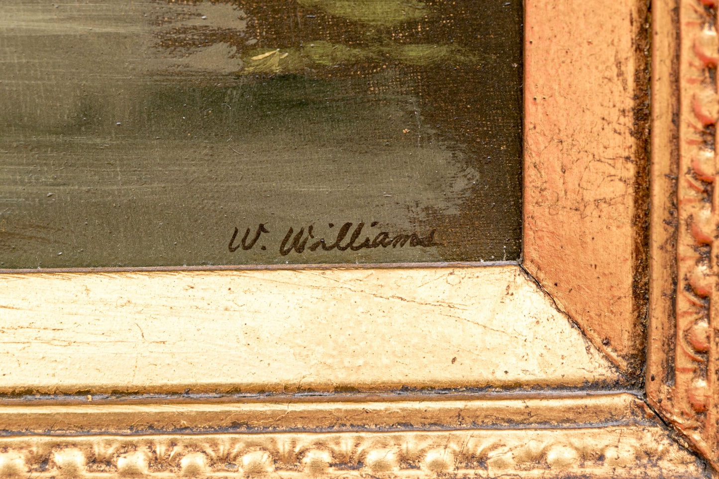 W. Williams, Landscape Antique Oil On Canvas