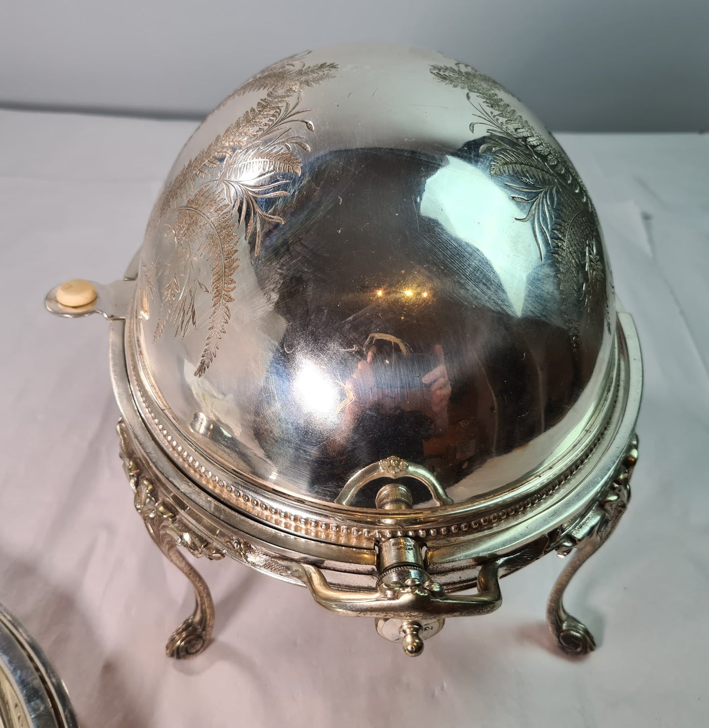 Elegant Silver Plated Revolving Dome Tureen Server, mid 1800