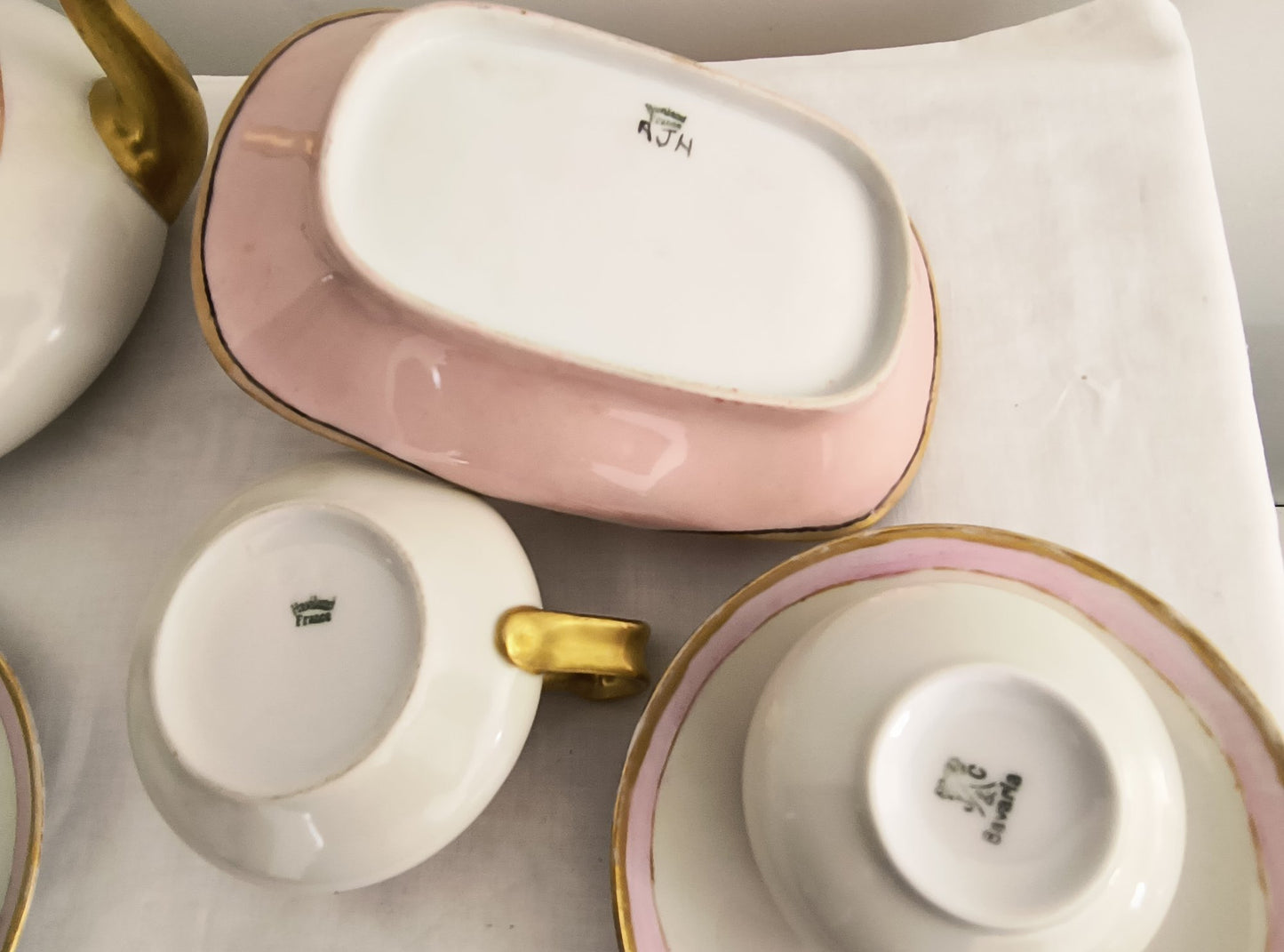 Rare Elegant Pink And Gold Tea Set, Haviland-Bavaria