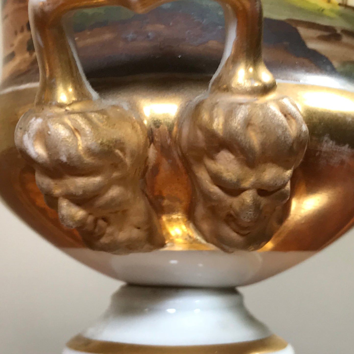 Antique 19th Century Urn, Porcelain de Paris Hand Painted and Gilded