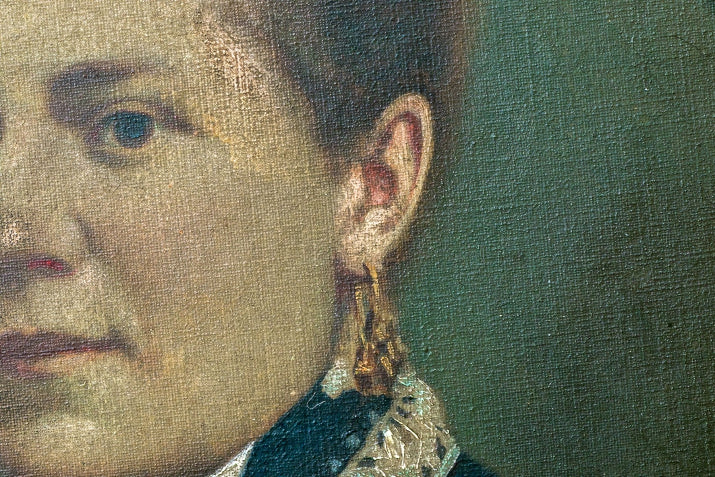 Beautiful Portrait of A Woman, 19th Century Oil on Canvas