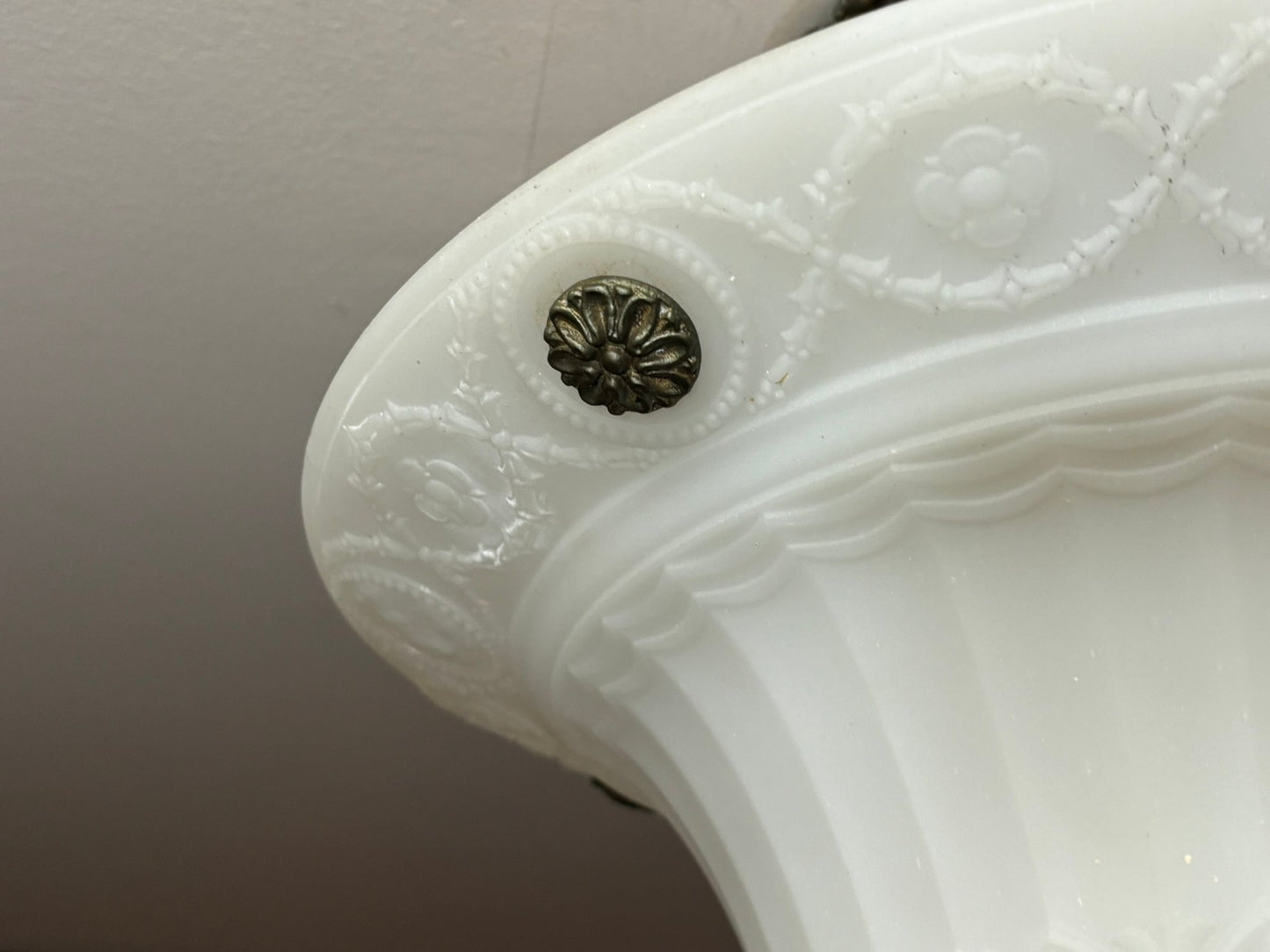 An Elegant Milk Glass And Brass Lighting Fixture - Library