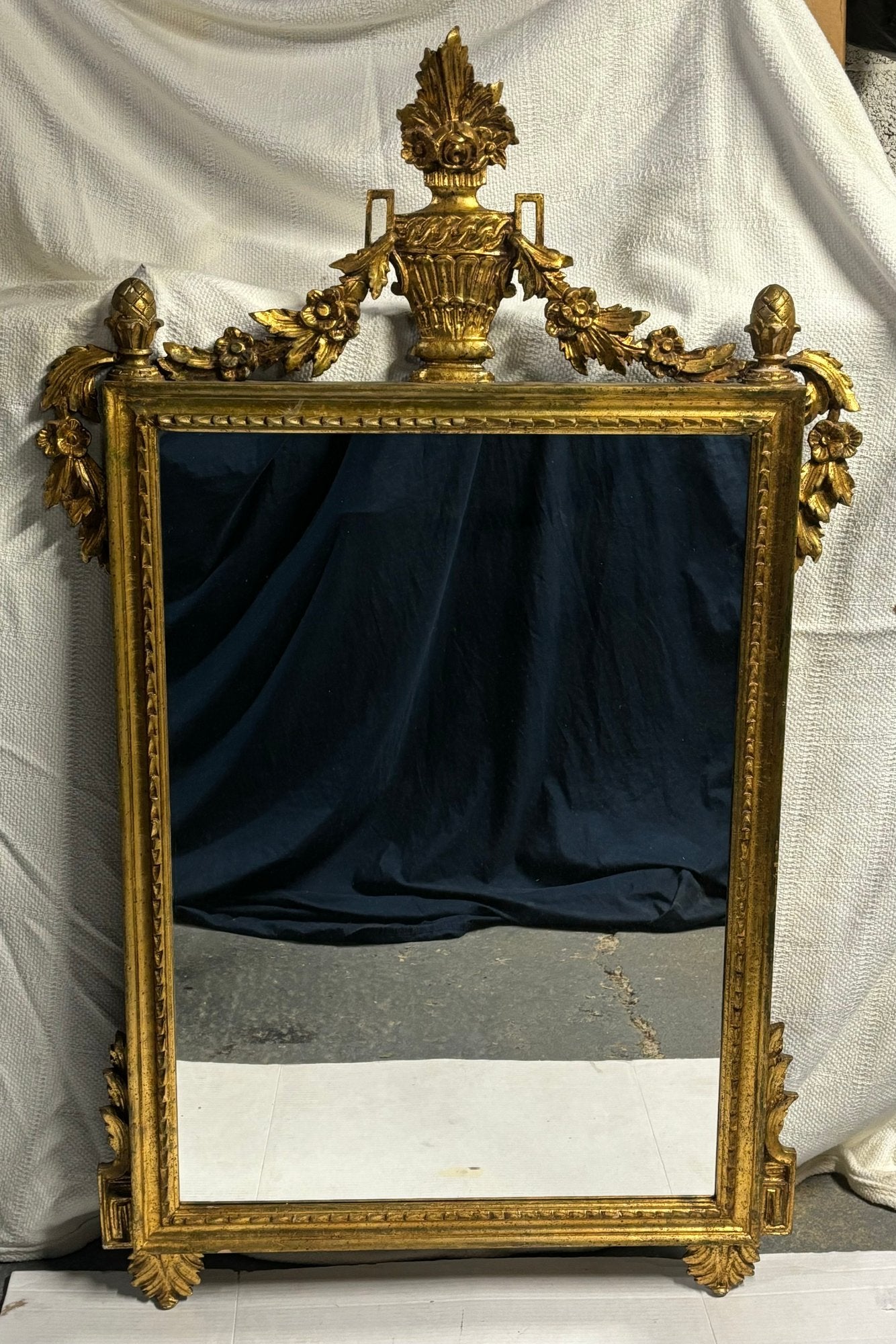 Beautifully Decorated Late 1800 Antique Carved Wooden Mirror, Large