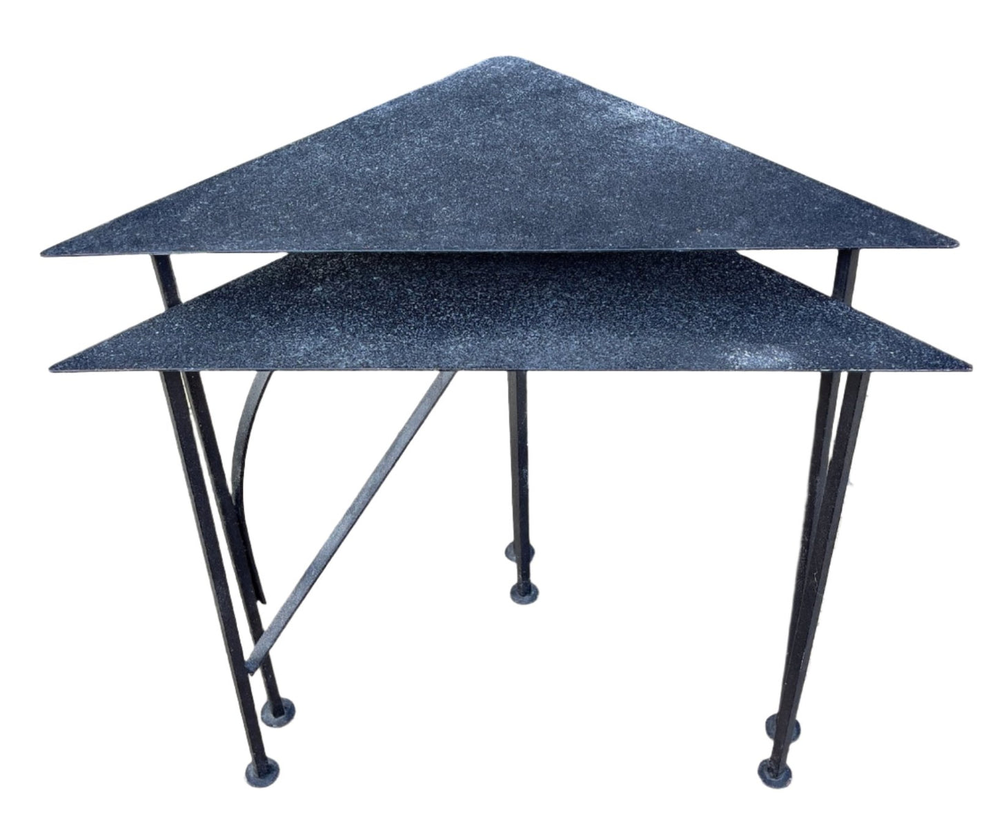 Pair Of Triangular Postmodern Iron Nesting Tables