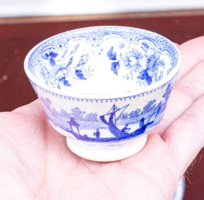 Beautiful Antique Twelve Piece English Continental Blue And White China Tea Service