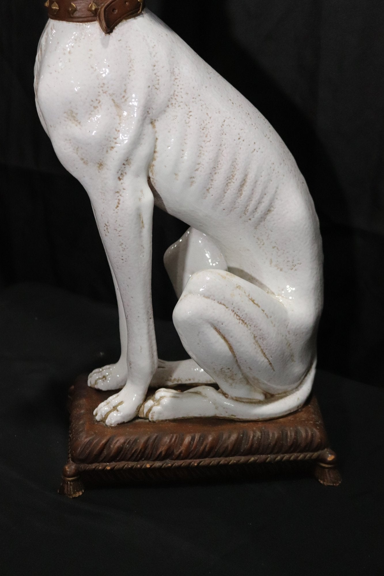 Vintage Mid Century Greyhound Ceramic Statue Made In Italy
