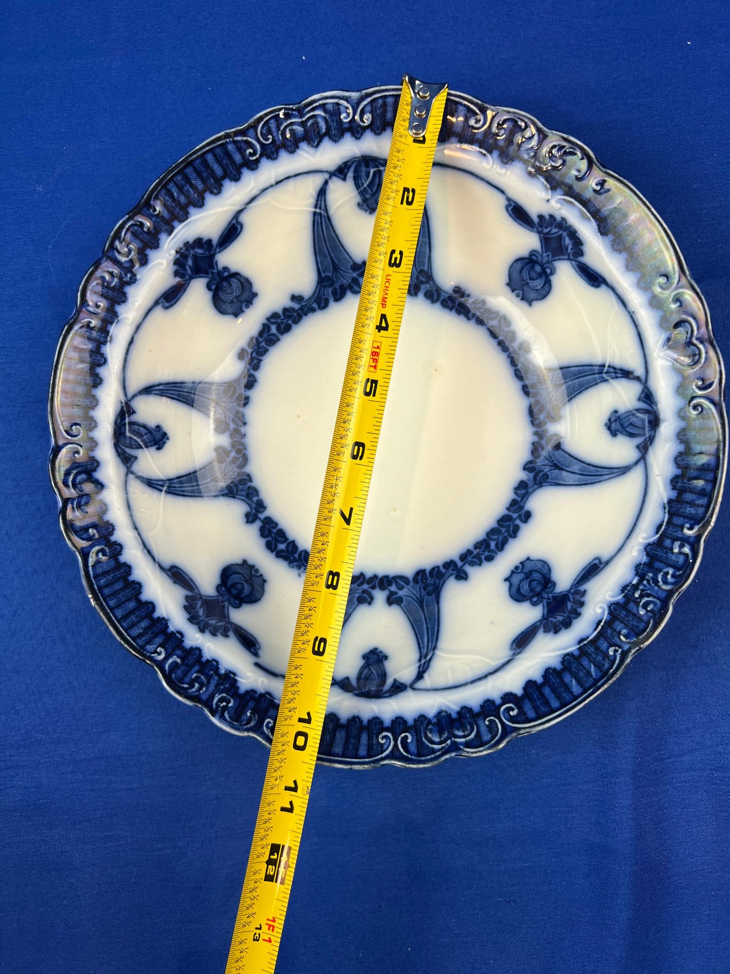 Antique Wood & Sons Caronia Royal Blue Semi-Porcelain Rimmed Bowl - Signed On Base