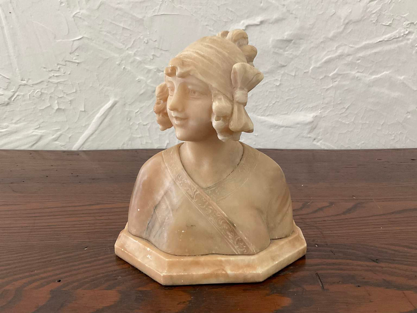 Alabaster Bust Of A Young Woman, Signed (1841, Firenze)