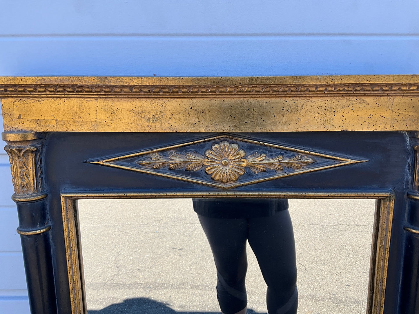Vintage Black And Gold Trim Mirror