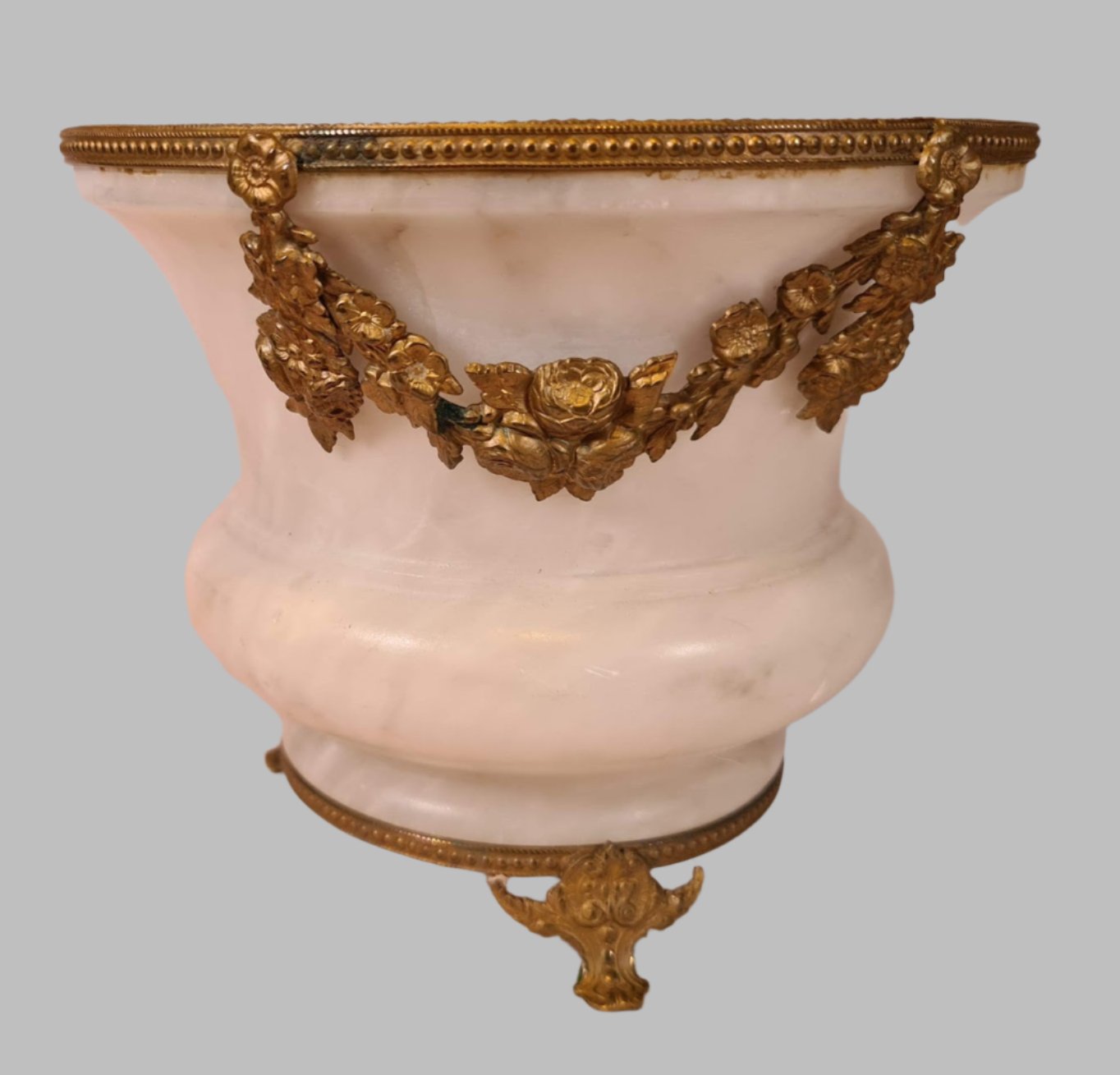 Ornated Marble Urn/Vase with brass stand