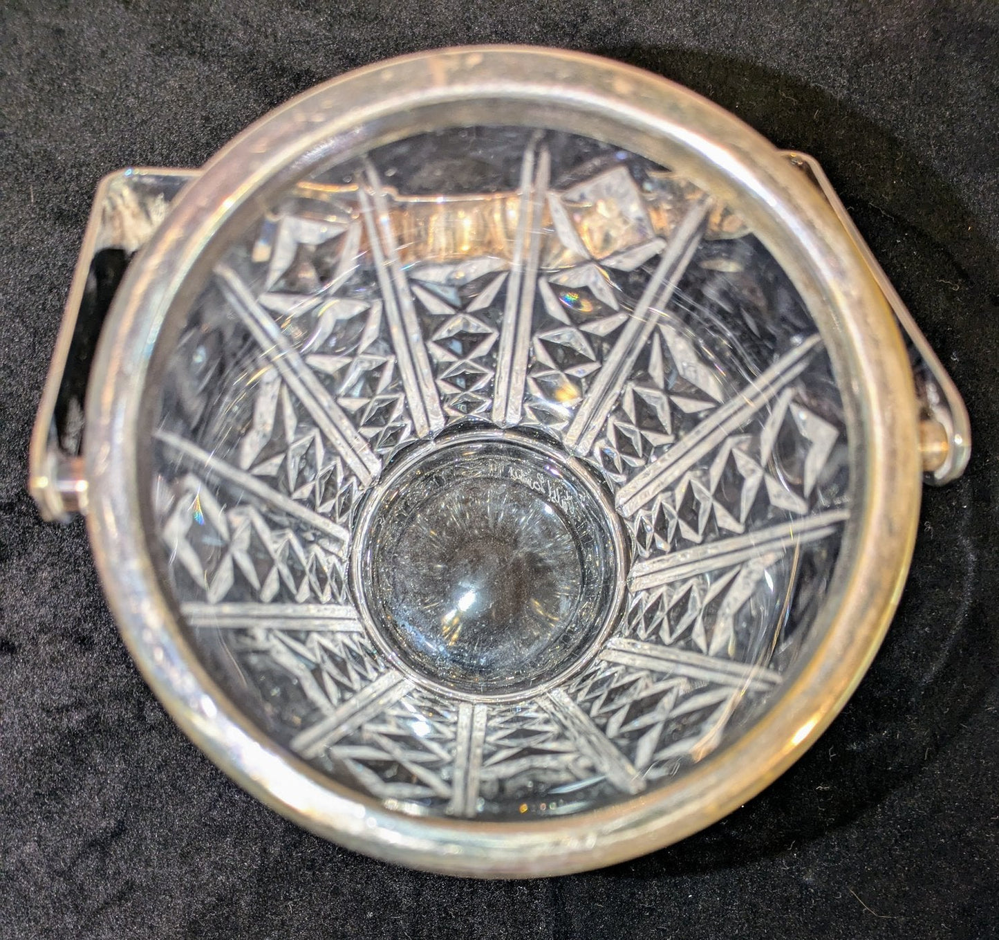 Vintage Val St. Lambert Crystal & Silver Plate Ice Bucket, Signed