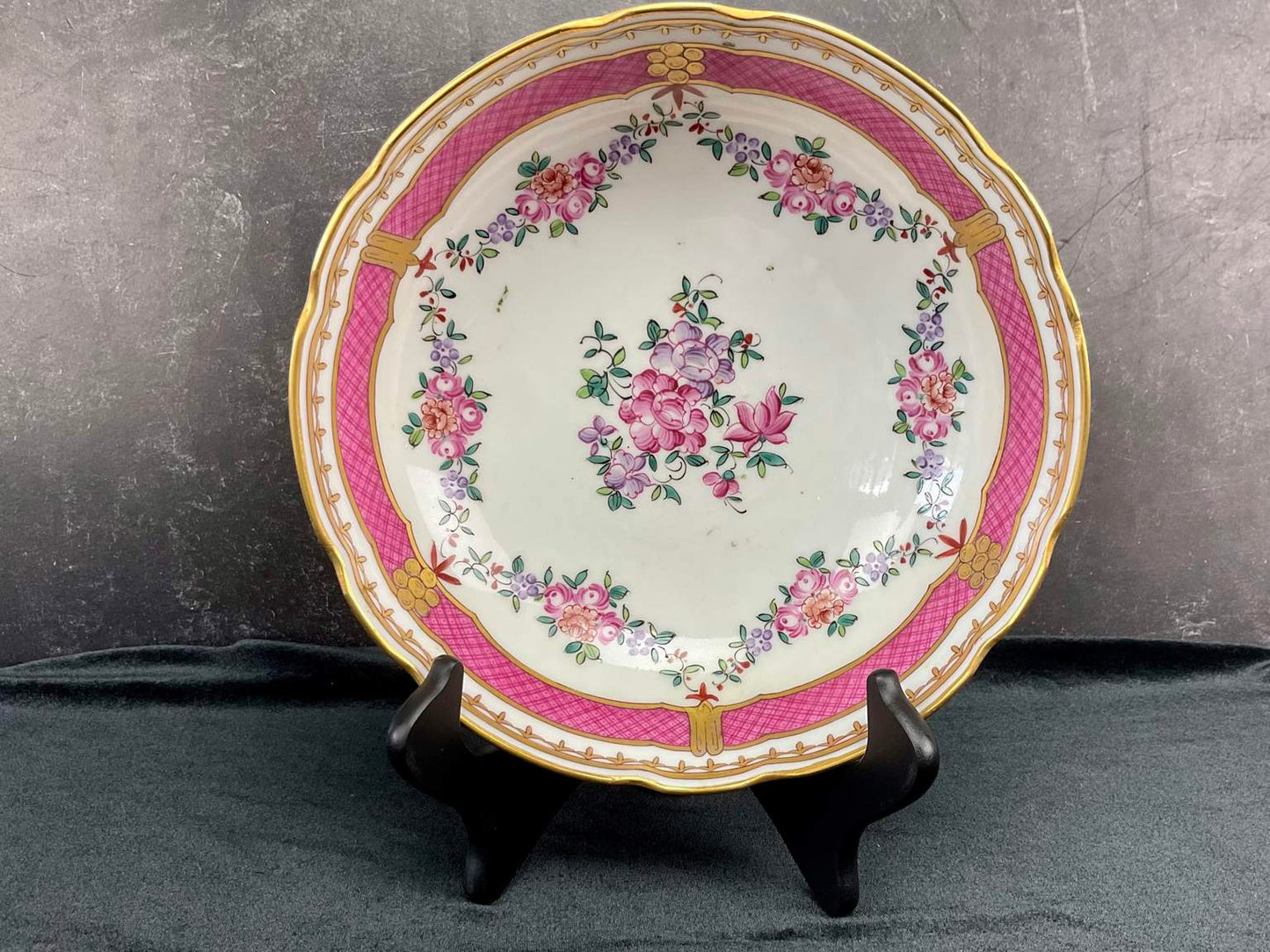 Antique Porcelain de Paris Pink Edme Samson et Cie Floral Footed Bowl & Turquoise Boyer Teapot