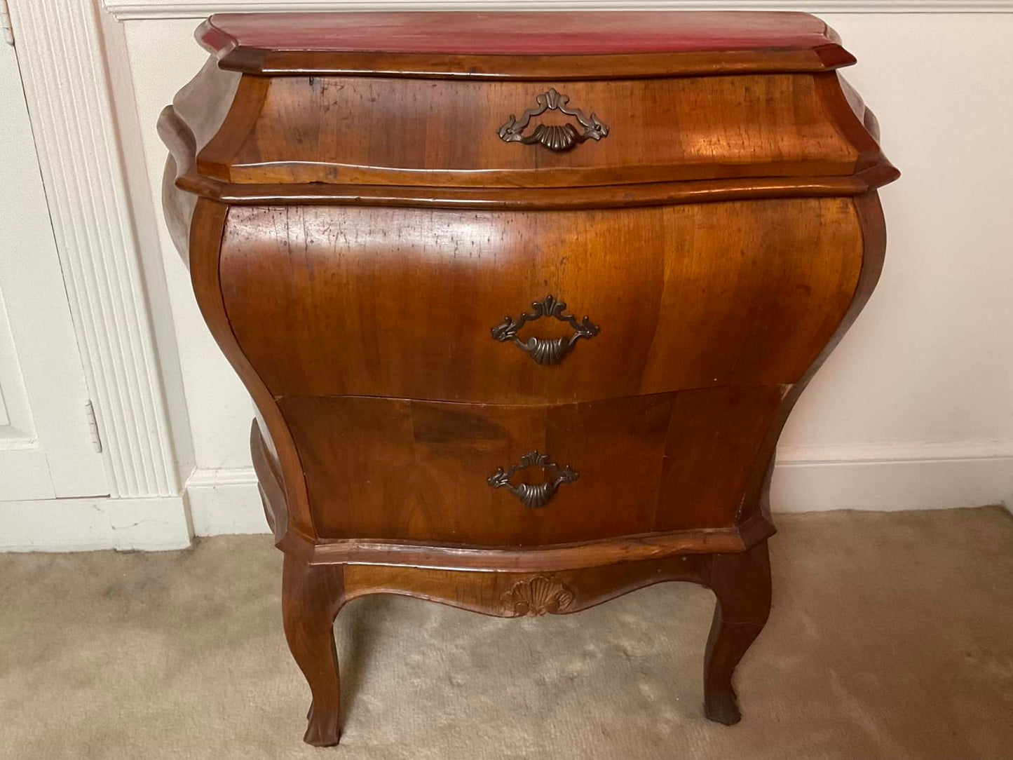 Magnificent Vintage Louis XV Style Bombe Chest Nightstand