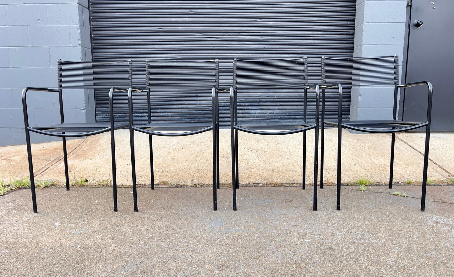 Vintage Italian Spaghetti Strap Armchairs - Set of 4