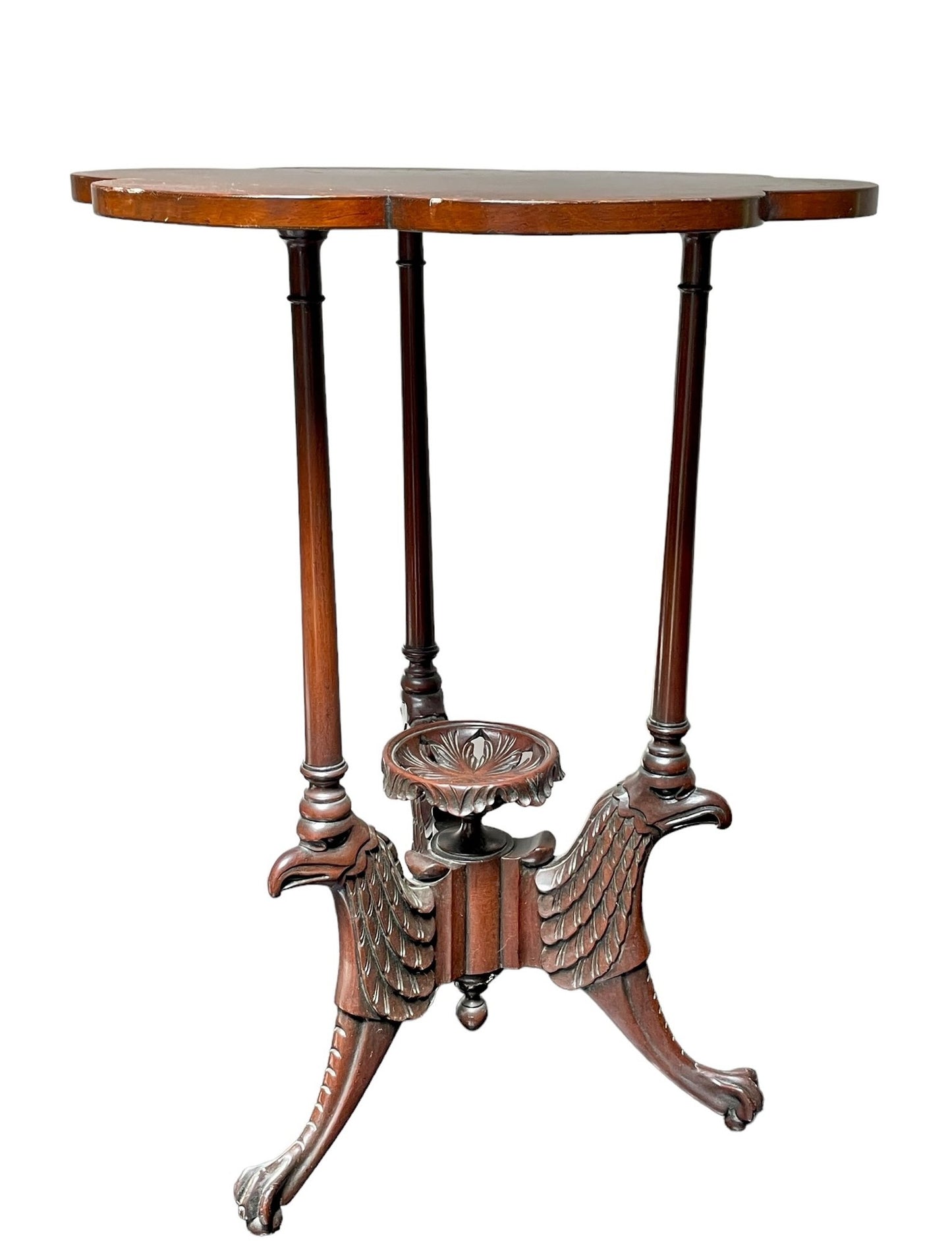 Vintage Irwin Furniture Co. Accent Table With Figural Eagles Base