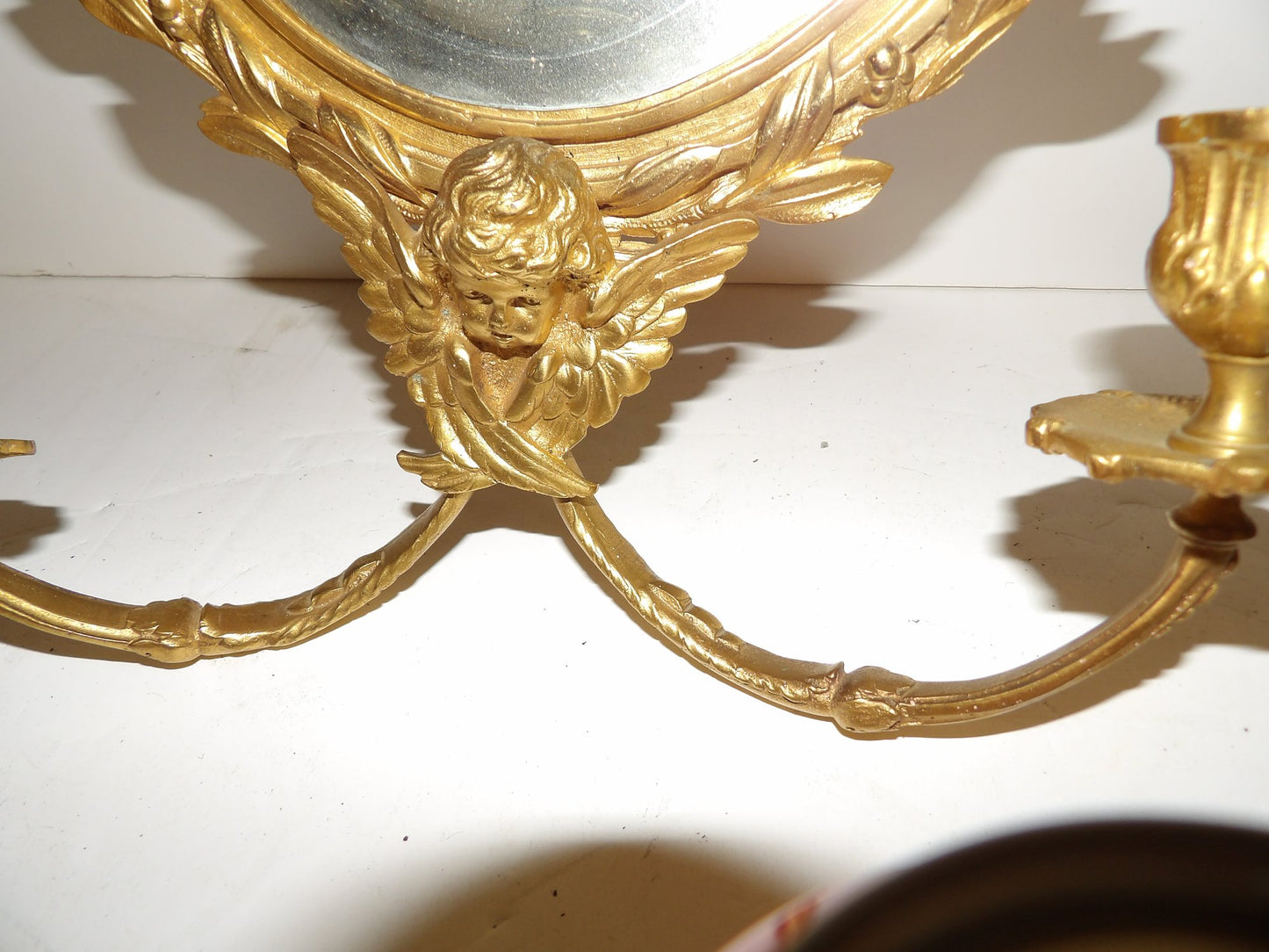Beautifully Ornate Gilt Brass Sconce / Mirror (1/2)