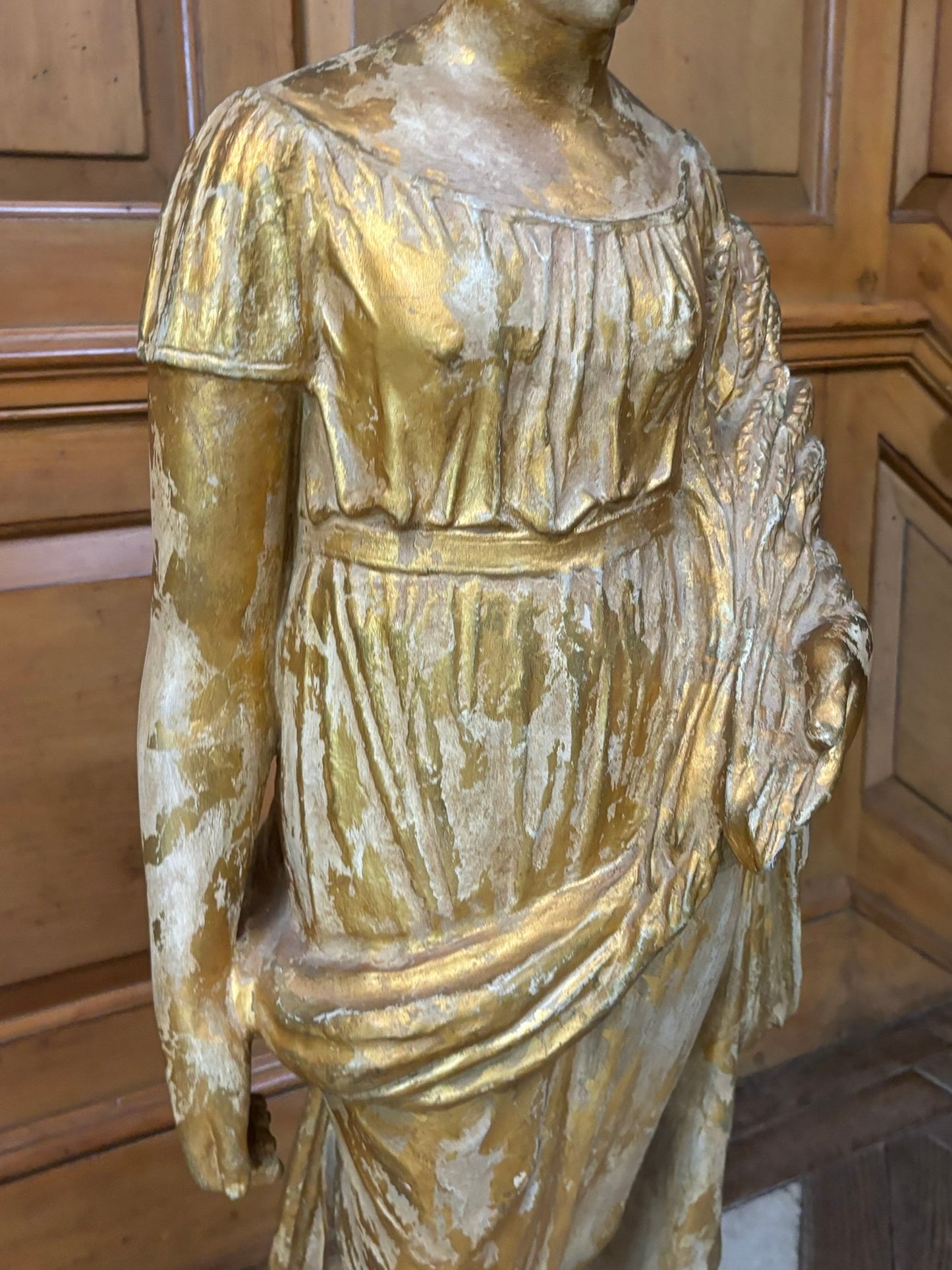 A Large 19th Century Gilt Plaster Female Figural Statue