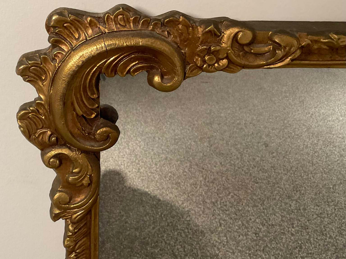 Vintage Carved Antiqued Gold Mirror