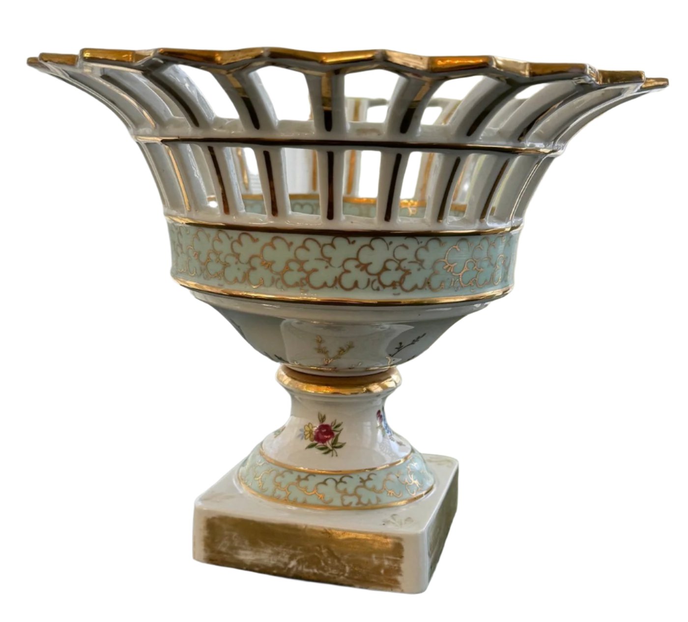 Vintage Reticulated Compote Bowl by Sadek (10"W)