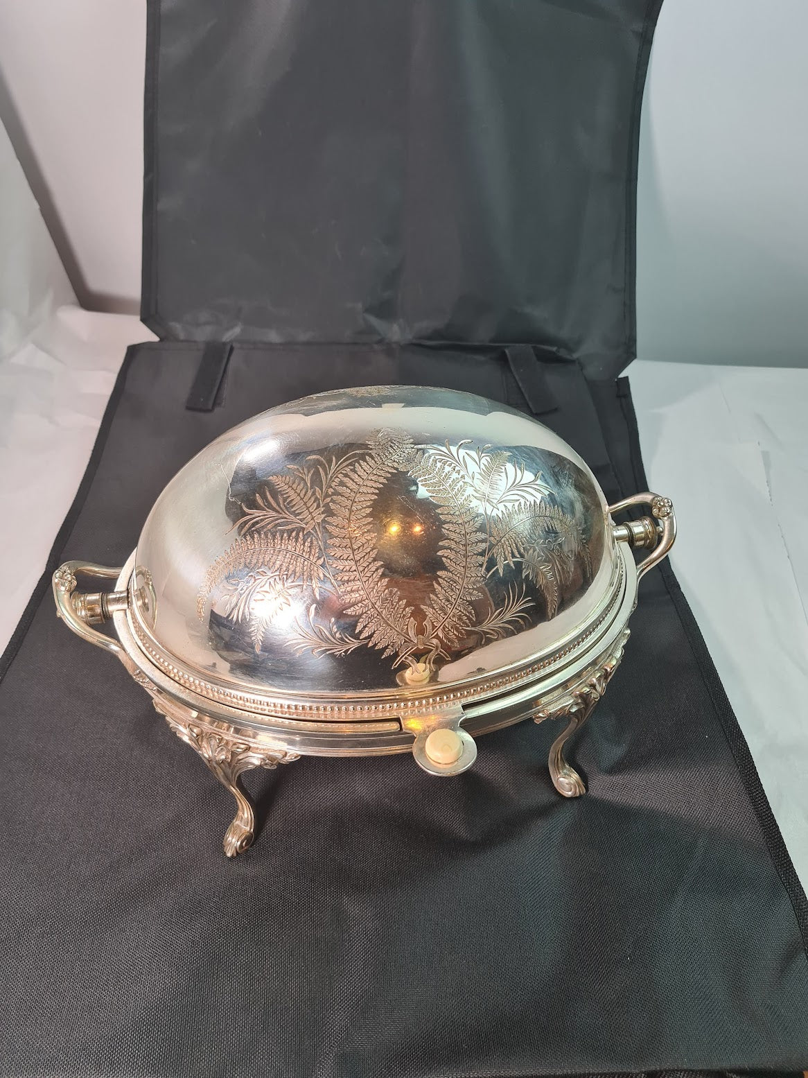 Elegant Silver Plated Revolving Dome Tureen Server, mid 1800