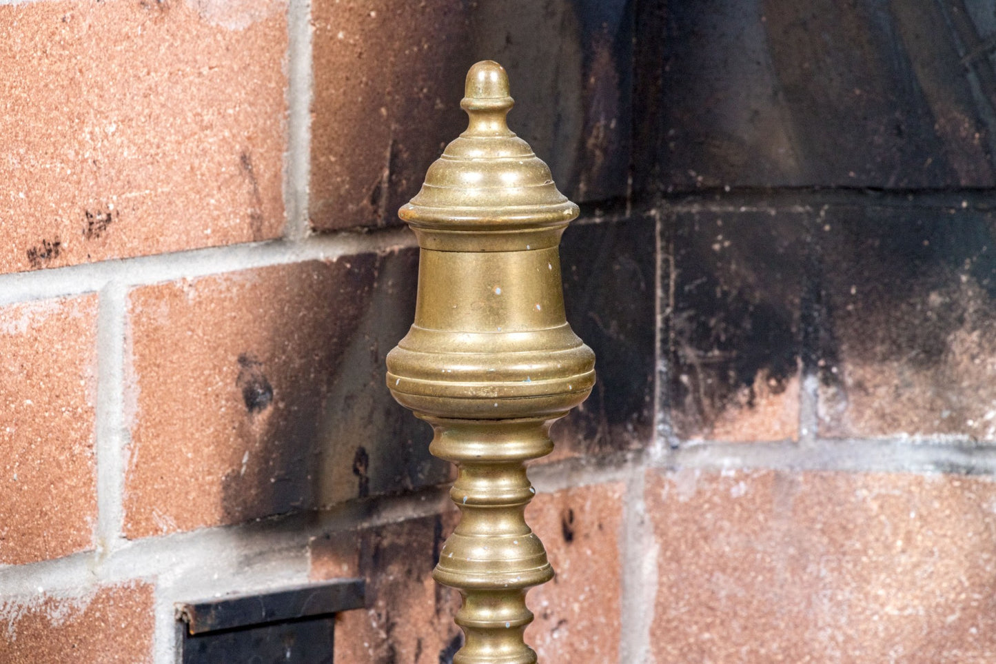Pair Of Antique Brass And Iron Andirons