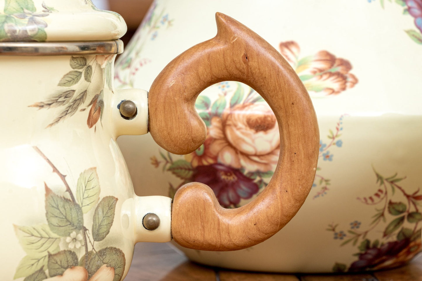 Vintage Three Piece Mackenzie-Childs Enamel Ware Tea And Coffee Set