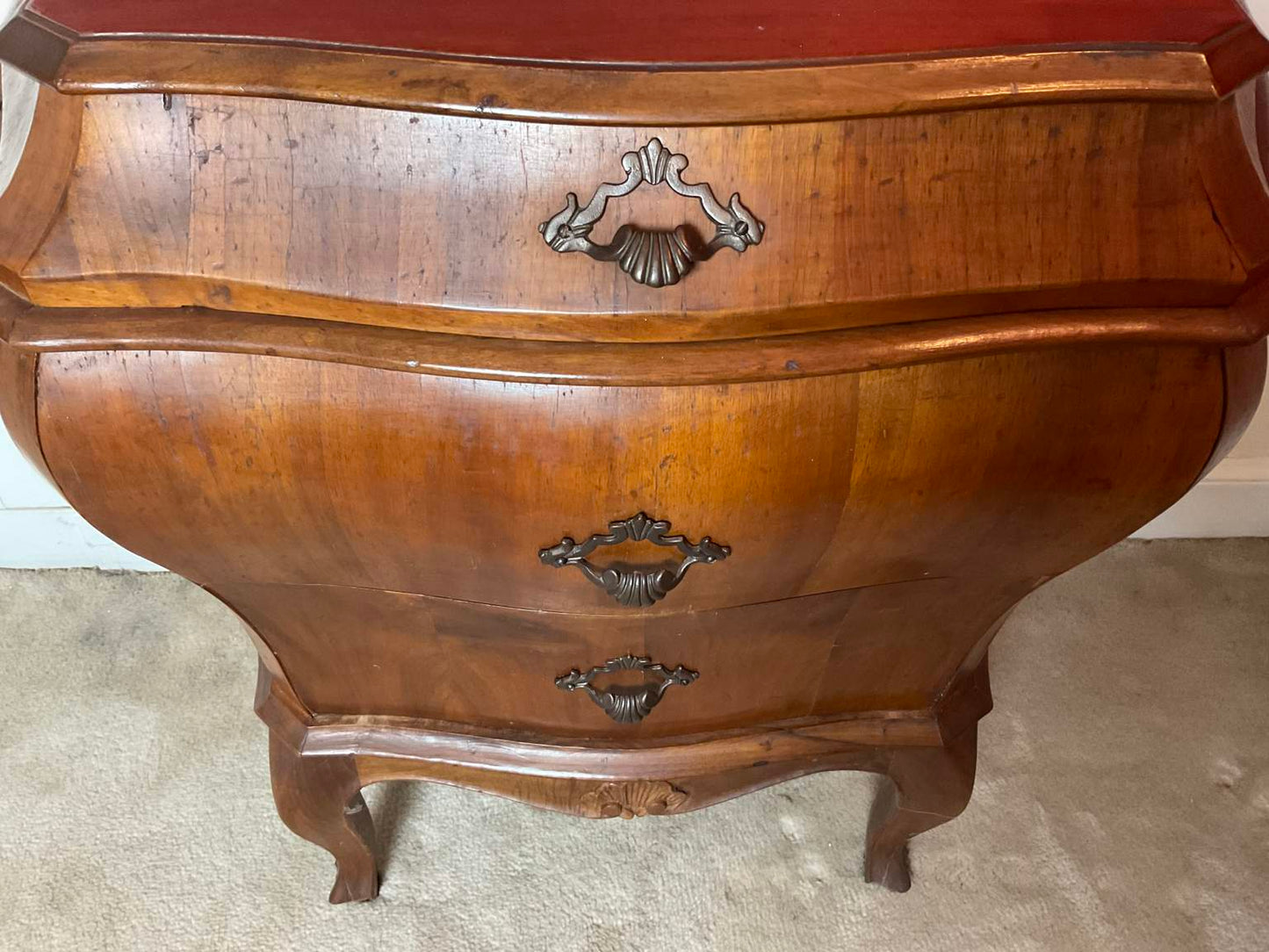 Magnificent Vintage Louis XV Style Bombe Chest Nightstand