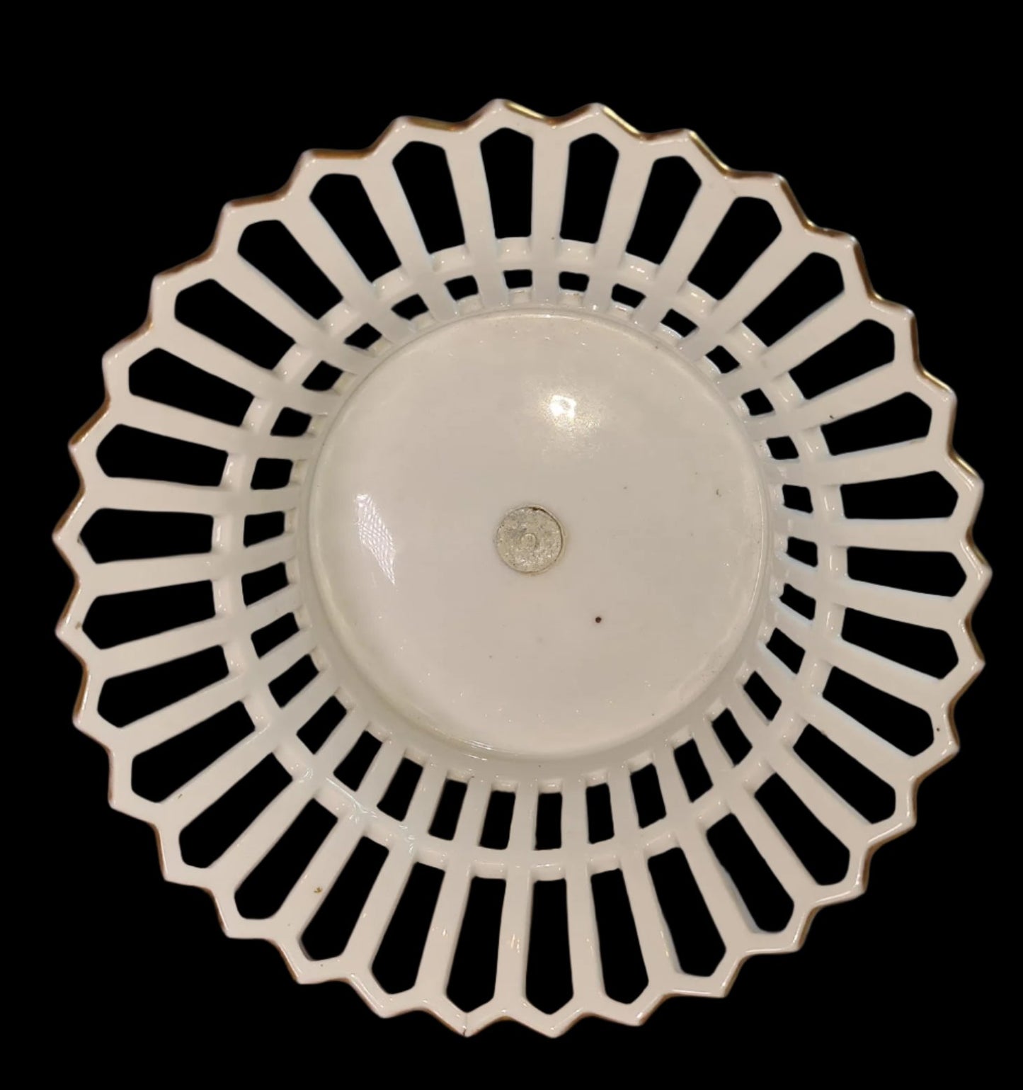 Antique Porcelain de Paris Gilt Decorated Pedestal Fruit Bowl